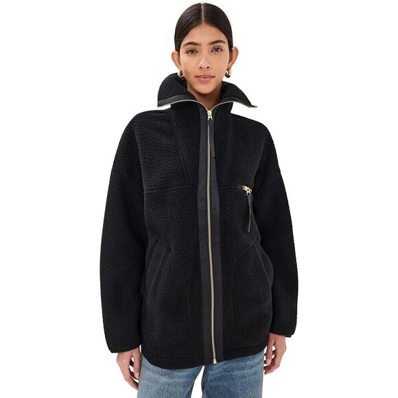 Varley Jackets & Blazers - Varley Donley Fleece Jacket Black Oversized Full Zip High Neck Womens Size Large